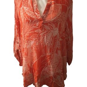 ⭐️ Chico's size 3 (XL) 100% cotton ladies v-neck  tunic style blouse